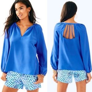 Lilly Pulitzer blue silk Leslie top